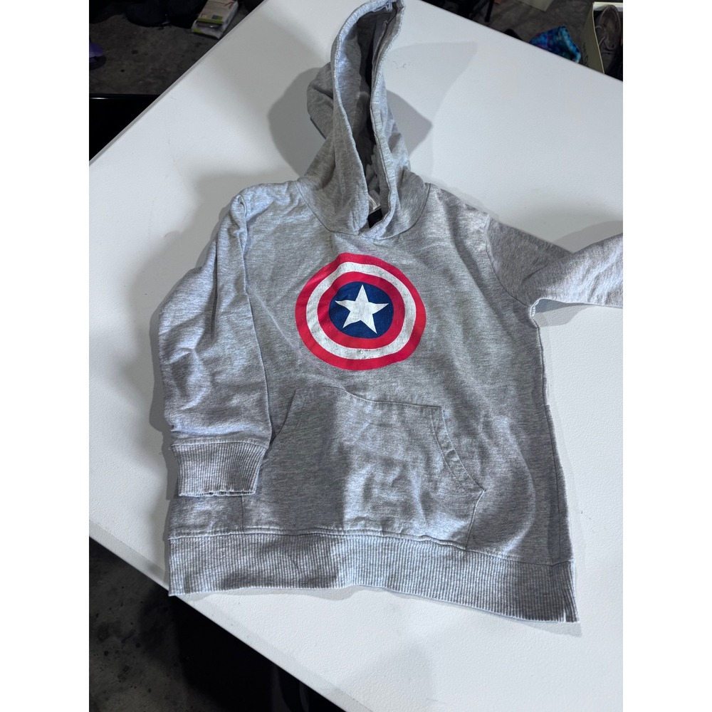 Marvel Comics Boys Captain America Shield Hoodie Heather Gray Size 6 Pullover